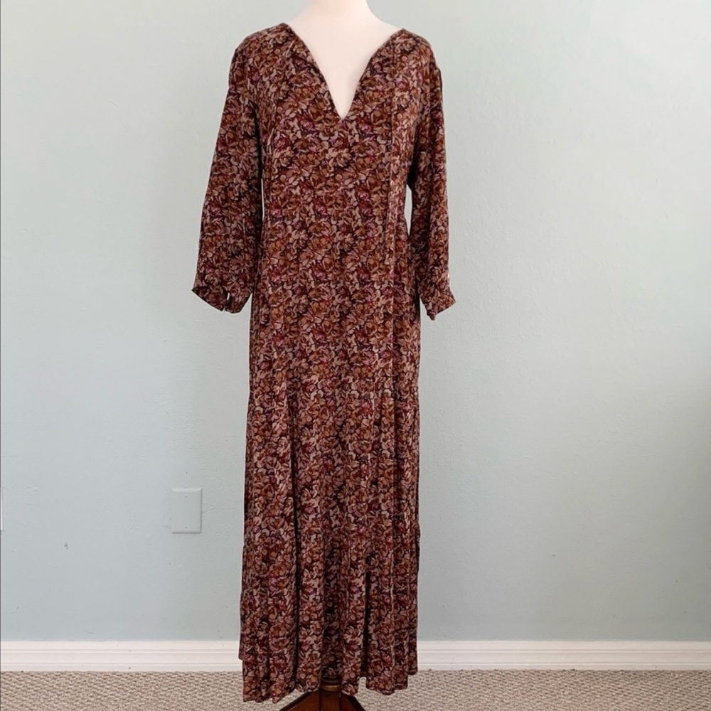 Natural Life Sage Tiered Floral Maxi Dress L/XL - Picture 3 of 14